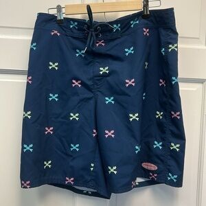 Vineyard Vines Men’s Fishbone Board Shorts Swim Trunks Blue Size 34”